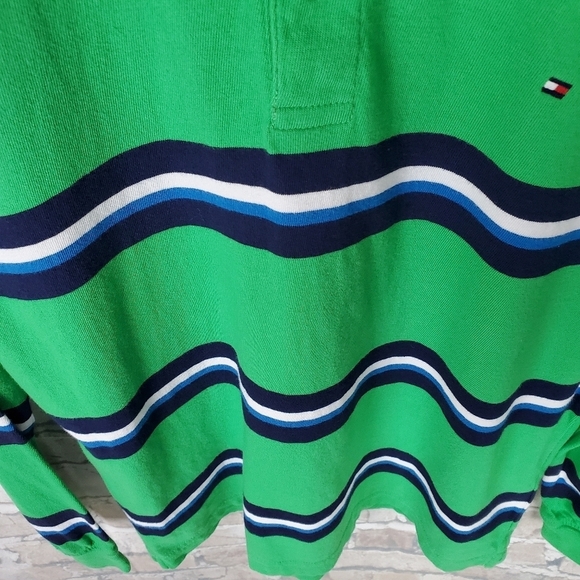 2/$25 Tommy Hilfiger Polo Shirt Green Stripe XL - Picture 8 of 12